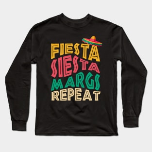 Fiesta Siesta Margs Repeat Cinco de Mayo Bachelorette Party Long Sleeve T-Shirt